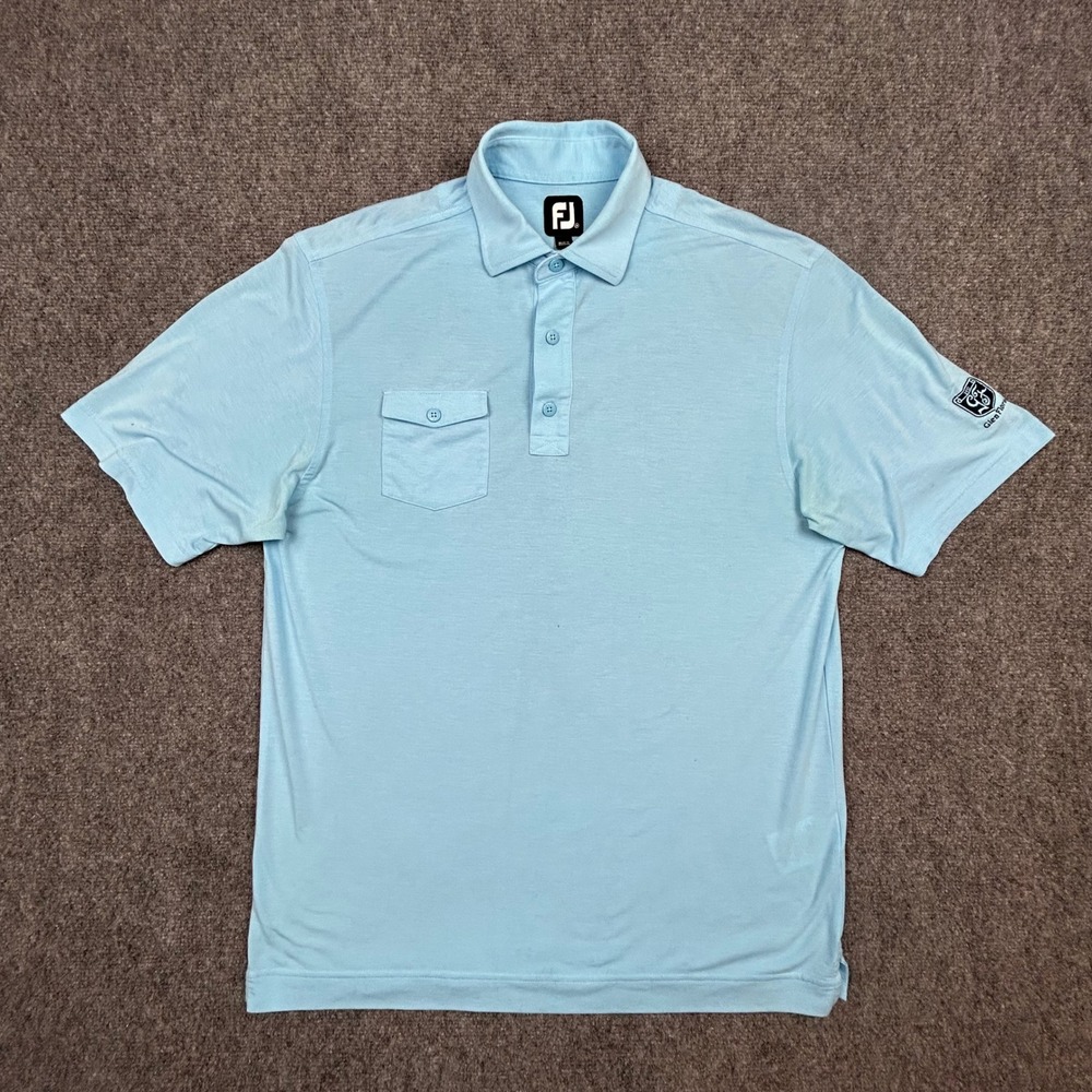 FootJoy‎ Polo Shirt Mens M Blue Glen Flora Country Club Golf Performance 2894